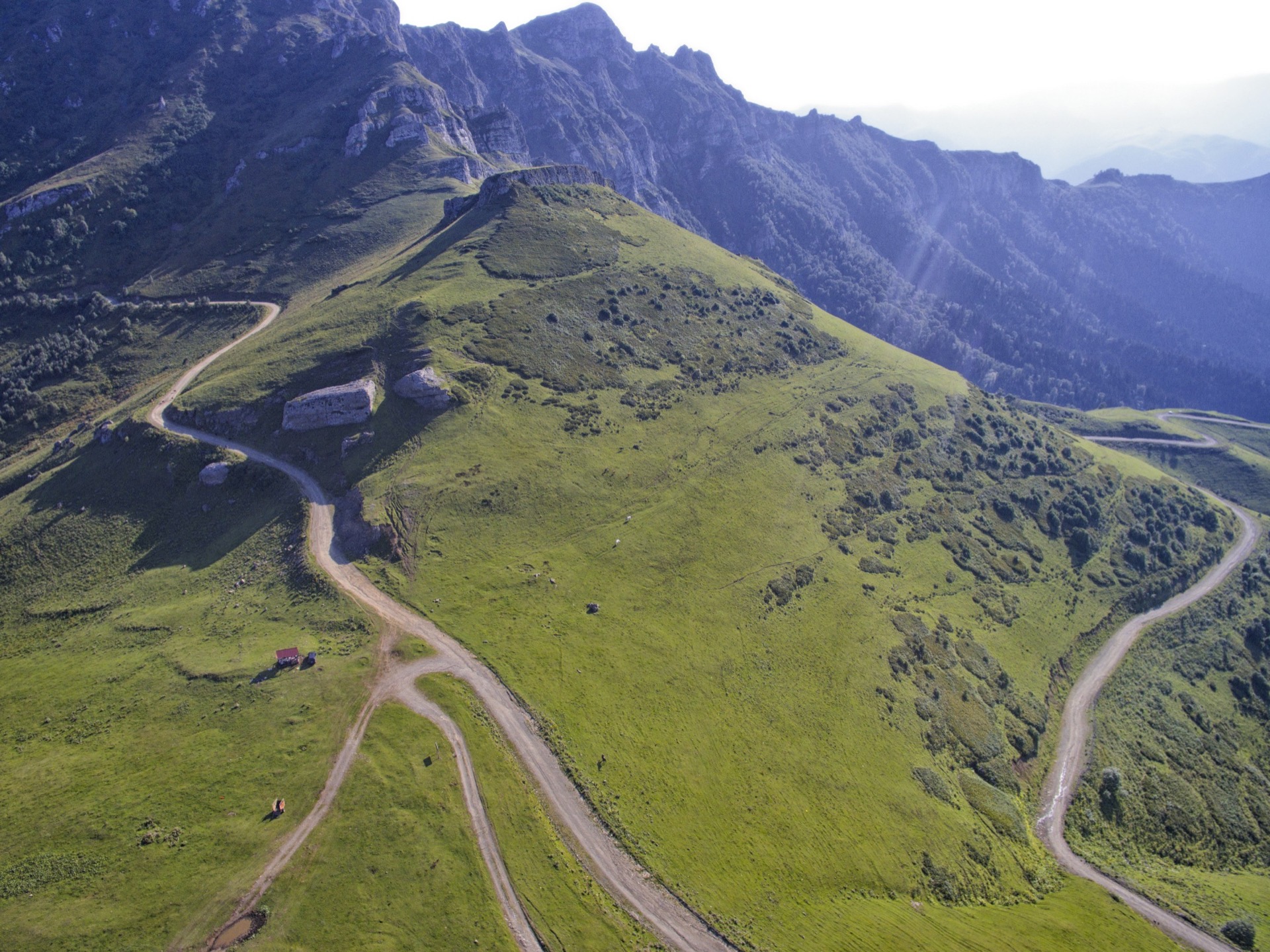 Caucasus mountain switchback road in Georgia
